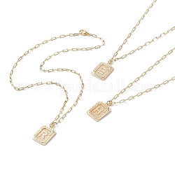 Ожерелье из латунного прямоугольника с кулоном с начальной буквой и цепочками со скрепками для мужчин и женщин, золотые, Смешанные узоры, 17.72 дюйм (45 см)