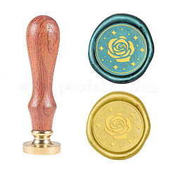 SUPERDANT Wax Seal Stamp Rose Pattern Vintage Seal Stamp 25mm Retro Removable Brass Head Wooden Handle Seal Stamp for Greeting Card, Envelope Invitation, Gift Wrapping
