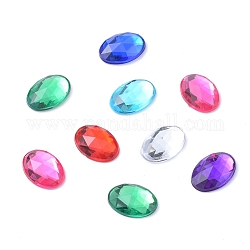 Imitation Taiwan Acrylic Rhinestone Cabochons, Faceted, Flat Back Oval, Mixed Color, 14x10x3.5mm, about 1000pcs/bag