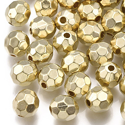 CCB perles en plastique, facette, ronde, or clair, 7.5x7.5x7.5mm, Trou: 1.8mm