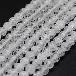 Crackle naturale perle di quarzo fili, tondo, 6mm, Foro: 0.8 mm, circa 65pcs/filo, 15.7 pollice