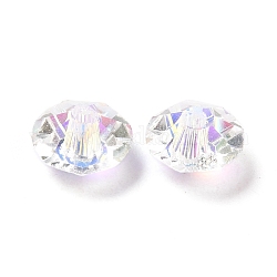 Verre imitation perles de cristal autrichien, facette, plat rond, clair ab, 5x3mm, Trou: 1mm