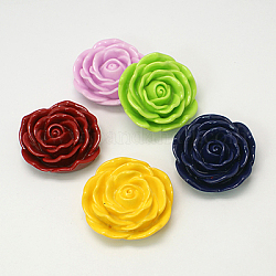 Abalorios de resina, flor, color mezclado, aproximamente 45 mm de diámetro, 16 mm de espesor, agujero: 2 mm