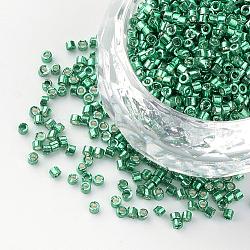Vergoldet Glas Stiftperlen, mittleres Seegrün, 1~2x1.5~2 mm, Bohrung: 0.5 mm, ca. 100 g / Beutel