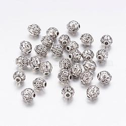 Tibetischer stil legierung perlen, Bleifrei und Nickel frei und Cadmiumfrei, Runde, Antik Silber Farbe, ca. 6 mm Durchmesser, Bohrung: 1.5 mm