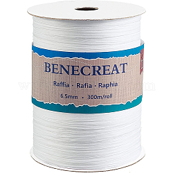 Benecreat 1 Rolle Bastpapierschnüre zum Selbermachen von Schmuck, Papier Bindfaden, weiß, 1/4 Zoll (8 mm), 300 m / Rolle, 1roll / set