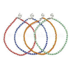 Halskette aus Glasperlen mit 304 Edelstahlverschluss, Mischfarbe, 14.69 Zoll (37~37.3 cm)
