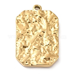 Ion Plating(IP) 304 Stainless Steel Pendants, Textured, Rectangle Charm, Golden, 25x16.5x3mm, Hole: 1.4mm