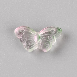 Perlas de vidrio para hornear, dos tonos, mariposa, rosa, 8x15x5mm, agujero: 1 mm