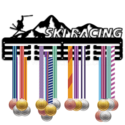 Support de mur d'affichage de support de cintre de médaille de fer de mode, 3 ligne, avec des vis, noir, course de ski, des sports, 150x400x1.5mm