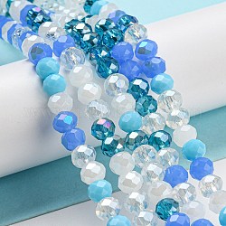 Glass Beads Strands, Faceted, Rondelle, Light Sky Blue, 6x5mm, Hole: 1mm, about 85~88pcs/strand, 16.1~16.5 inch(41~42cm)