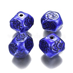 Ccb Kunststoff-Perlen, mit Emaille, Twist, Antik Silber Farbe, Blau, 21x23.5~24x23.5~24 mm, Bohrung: 3.5 mm
