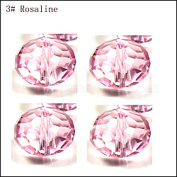 Abalorios de cristal austriaco de imitación, aaa grado, facetados, rerondana plana, rosa, 8x5.5mm, agujero: 0.9~1 mm