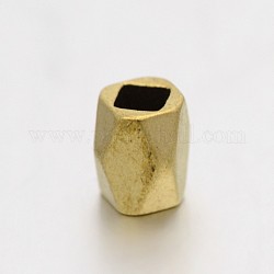 Quaderförmige Abstandsperlen aus Messing, facettiert, golden, 4x3 mm, Bohrung: 2 mm