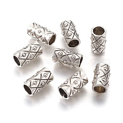 Tibetan Style Alloy Beads, Tube, Antique Silver, Lead Free & Cadmium Free & Nickel Free, 17x10mm, Hole: 7mm