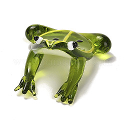 Handmade Lampwork 3D Animal Ornaments, for Home Office Desktop Decoration, Frog, 54x41x23mm