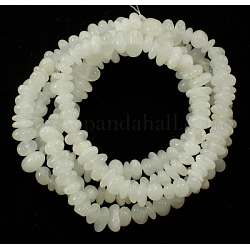 Perles de jade naturels, blanc, environ 7~10 mm de large, Longueur 8~12mm, Trou: 1mm, Environ 160 pcs/chapelet, 34 pouce