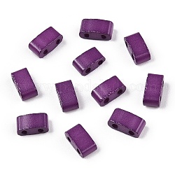 Perles de rocaille en verre, peinture de cuisson, 2 trou, rectangle, violet, 4.5~5.5x2x2~2.5mm, Trou: 0.5~0.8mm