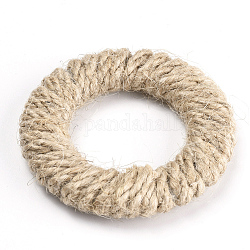ABS Plastic Linking Rings, with Jute Twine, Ring, Wheat, 48x7mm