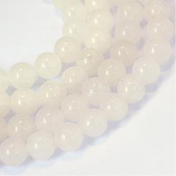 Natürliche weiße Jade runde Perle Stränge, 4~4.5 mm, Bohrung: 1 mm, ca. 96 Stk. / Strang, 15.5 Zoll