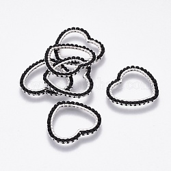Cuentas de semillas japonesas hechas a mano de miyuki & toho, con 304 anillos de enlace de acero inoxidable, patrón de telar, corazón, plata, negro, 21x22.5~23x1.8~2mm