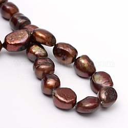 Brins de perles de culture d'eau douce naturelles ovales teintées, Sandy Brown, 10~16x10~11x10~11mm, Trou: 0.8mm, Environ 31~33 pcs/chapelet, 14.9 pouce