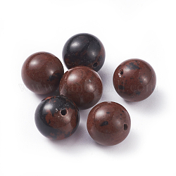 Perles d'obsidienne naturelles en acajou, ronde, 10mm, Trou: 0.8~1mm
