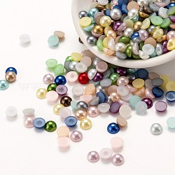 Cabochon di plastica abs, imitazione perla, mezzo tondo, colore misto, 6x3mm, circa 5000pcs/scatola