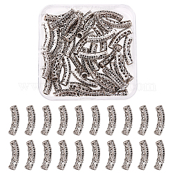 Superfindings 40 шт. латунные полые изогнутые бусины-трубочки 22x5 мм античное серебро изогнутые бусины-трубочки для лапши со стразами для изготовления ювелирных изделий, отверстие : 3 мм