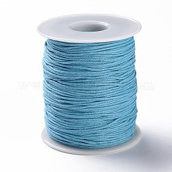 Waxed Cotton Thread Cords, Light Sky Blue, 1mm, about 100yards/roll(300 feet/roll)