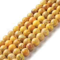 Натуральные имперские нитки из яшмы, окрашенные, круглые, золотые, 8~8.5 мм, отверстие : 1~1.2 мм, около 47~48 шт / нитка, 15.16 дюйм (38.5 см)