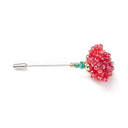 Spilla da bavero con fiore di perline intrecciate in vetro, spilla da balia in ottone per accessori corpetto smoking, rosso, 75mm