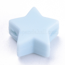 Perle di silicone ecologiche per uso alimentare, masticare perline per i denti, fare collane fai-da-te fai-da-te, stella, azzurro, 14x13.5x8mm, Foro: 2 mm