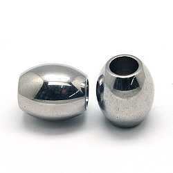 Abalorios de 304 acero inoxidable, barril, color acero inoxidable, 15x13mm, agujero: 5.5 mm