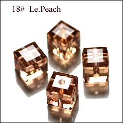 Abalorios de cristal austriaco de imitación, aaa grado, facetados, cubo, peachpuff, 8x8x8 mm (tamaño dentro del rango de error de 0.5~1 mm), agujero: 0.9~1.6 mm