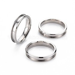 304 ajuste de anillo de dedo ranurado de acero inoxidable, núcleo de anillo en blanco, para hacer joyas con anillos, color acero inoxidable, diámetro interior: 17 mm