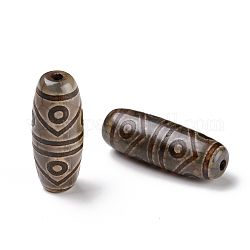 Abalorios de Dzi de estilo tibetano, Abalorios de ágata natural, teñido y climatizada, oval, 8 ojo, 28.5~32x10~12.5mm, agujero: 1.5~3 mm