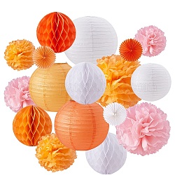Bola de papel del panal, Lampara de papel, bola de flores, para la boda y decoración de fiesta de cumpleaños, color mezclado, 20~30 cm