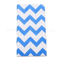 Sacchetti di carta kraft bianca, senza maniglie, borse di stoccaggio, modello d'onda, blu, 23.5x13x8cm