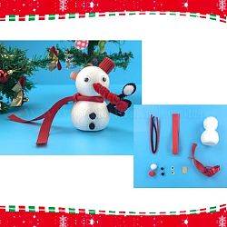 Поделки из снеговика, включая картинку, лента, палочки синели, ремесло глаз, бумажная палочка, синель мяч, гофрированная бумага, модель пены, красные, 111x66 мм