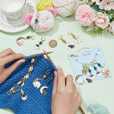 Наборы счетчиков цепочек для вязания рядов и маркеров для запирания петель HJEW-AB00513-1