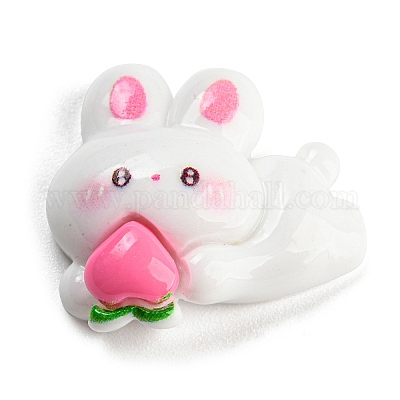 Кабошоны из непрозрачной смолы на тему кролика RESI-C042-01B-1