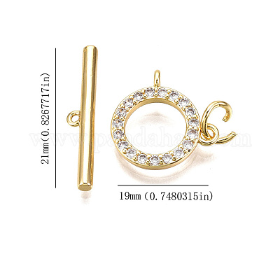 5шт латунь микро проложить прозрачные фианиты застежки-тоггл KK-CJ0002-03A-1