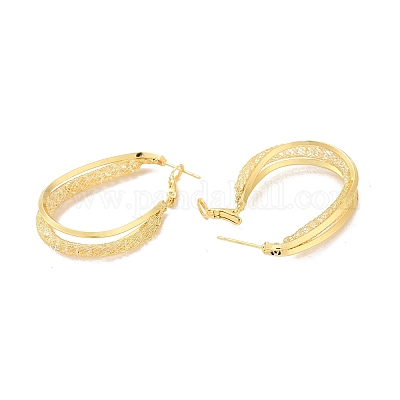 Круглые серьги-кольца из прозрачной сетки из кубического циркония EJEW-F308-10G-1