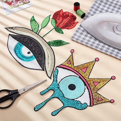 2 шт. 2 шт. нашивки из пайеток на ткань с термоприклеиванием/пришиванием PATC-CA0001-07-1