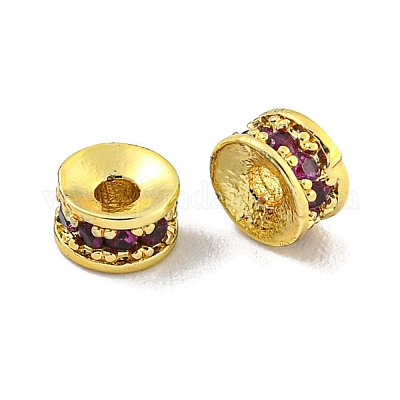 Бусины-проставки из латуни с кубическим цирконием KK-L215-004A-G01-1