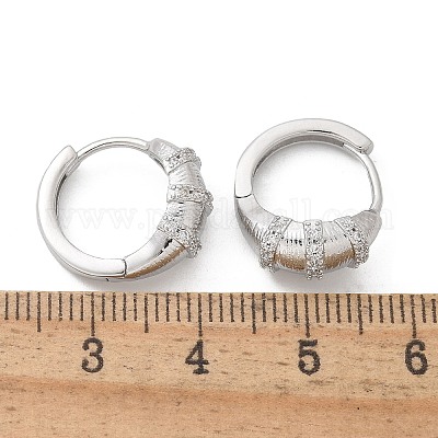 Серьги-кольца из латуни с прозрачным фианитом EJEW-Q014-21P-1