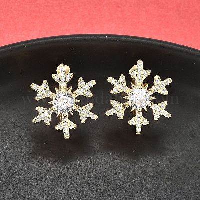 Латунные серьги-манжеты из прозрачного кубического циркония EJEW-F370-25G-1