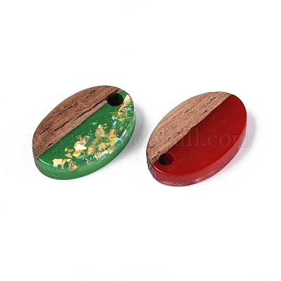 Подвески из непрозрачной смолы и орехового дерева RESI-T060-04M-1