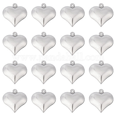  SUNNYCLUE 1 Box 100Pcs Stainless Steel Heart Charms